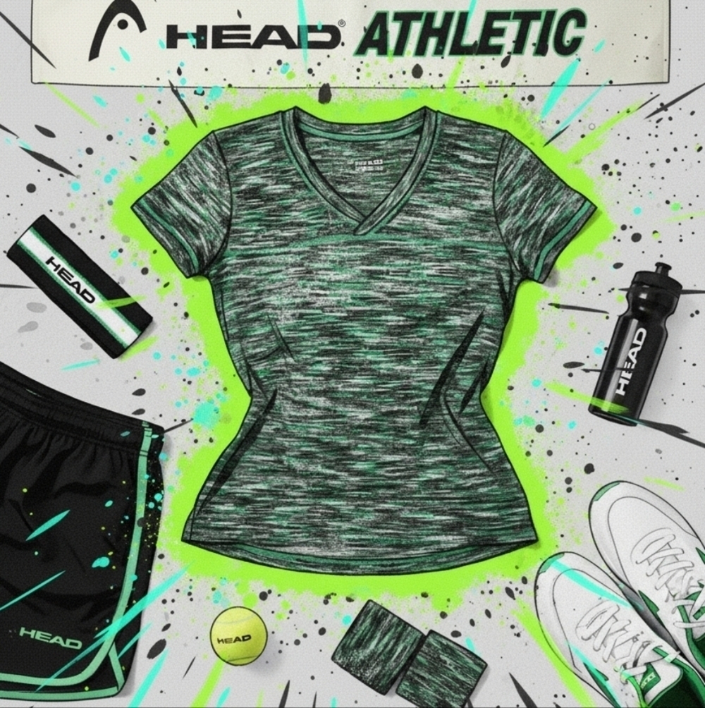 Head Green Athletic V Neck Top XS Moisture Wicking